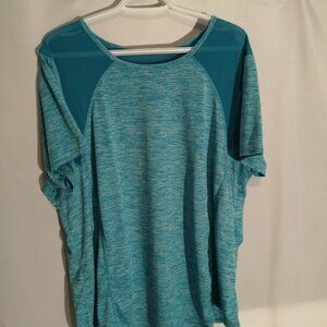 ACX Ladies Size 1X Teal Color Short Sleeve Loose Fit Athletic Top